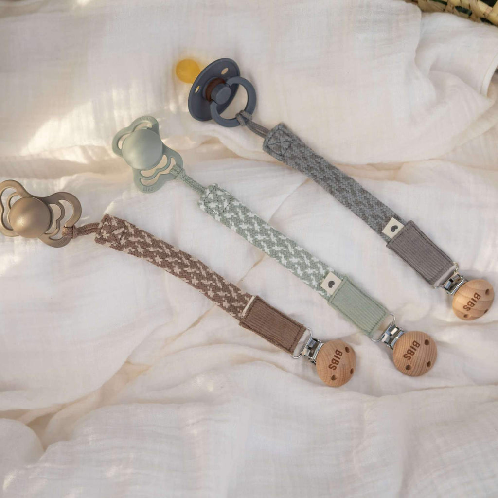 BIBS Paci Braid Emzik Askısı - Cloud / Iron - Mamakido