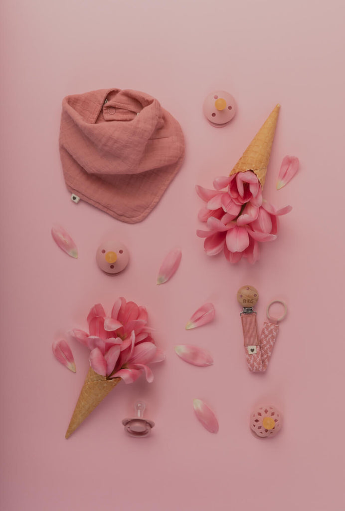 Bibs Paci Braid Emzik Askısı-Dusty Pink / Baby Pink